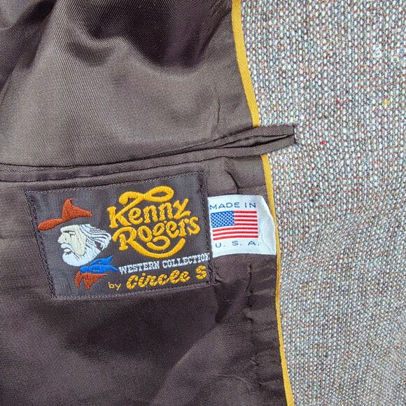 Vintage Kenny Rogers Western Blazer Mens 48R USA Made Leather Elbow Patch Cowboy - Picture 6 of 13